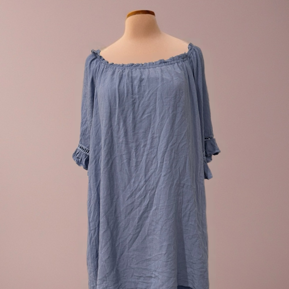 NAIF Light Blue Off-Shoulder Mini Dress